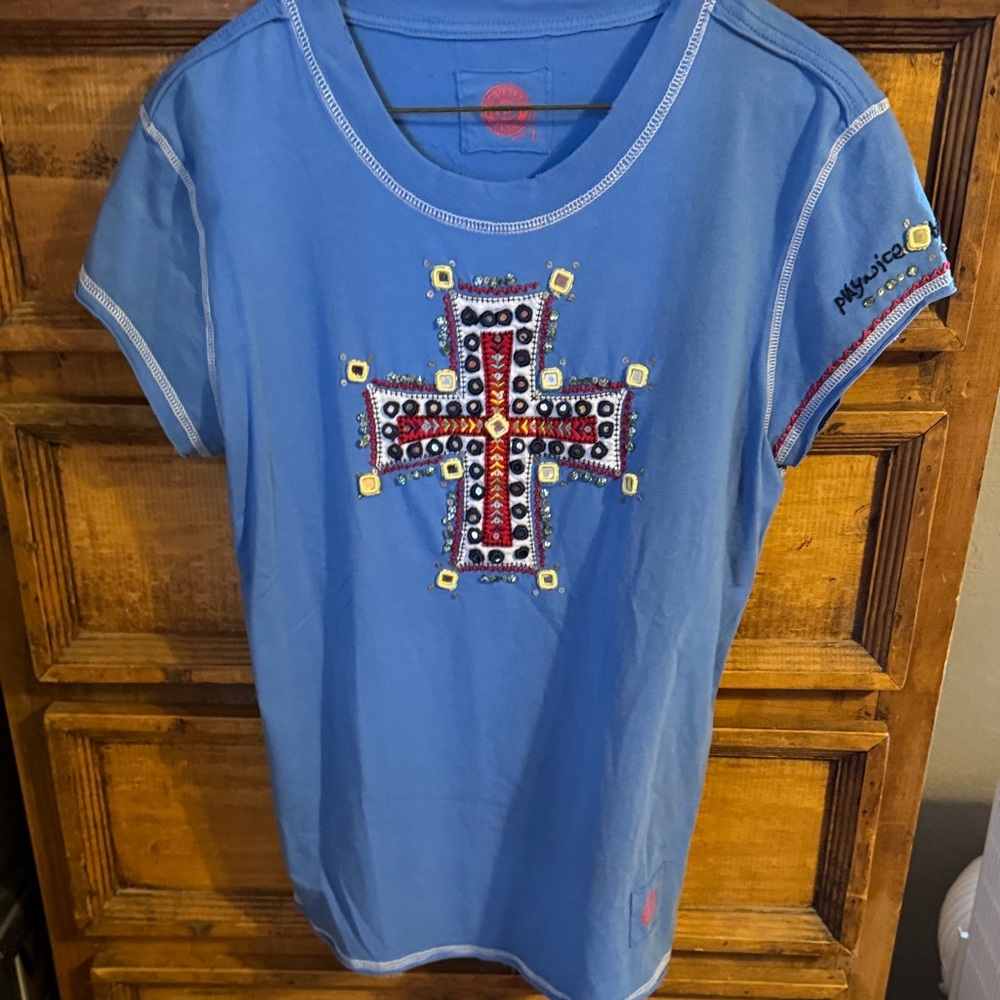 Double D Ranch Blue Embellished Top